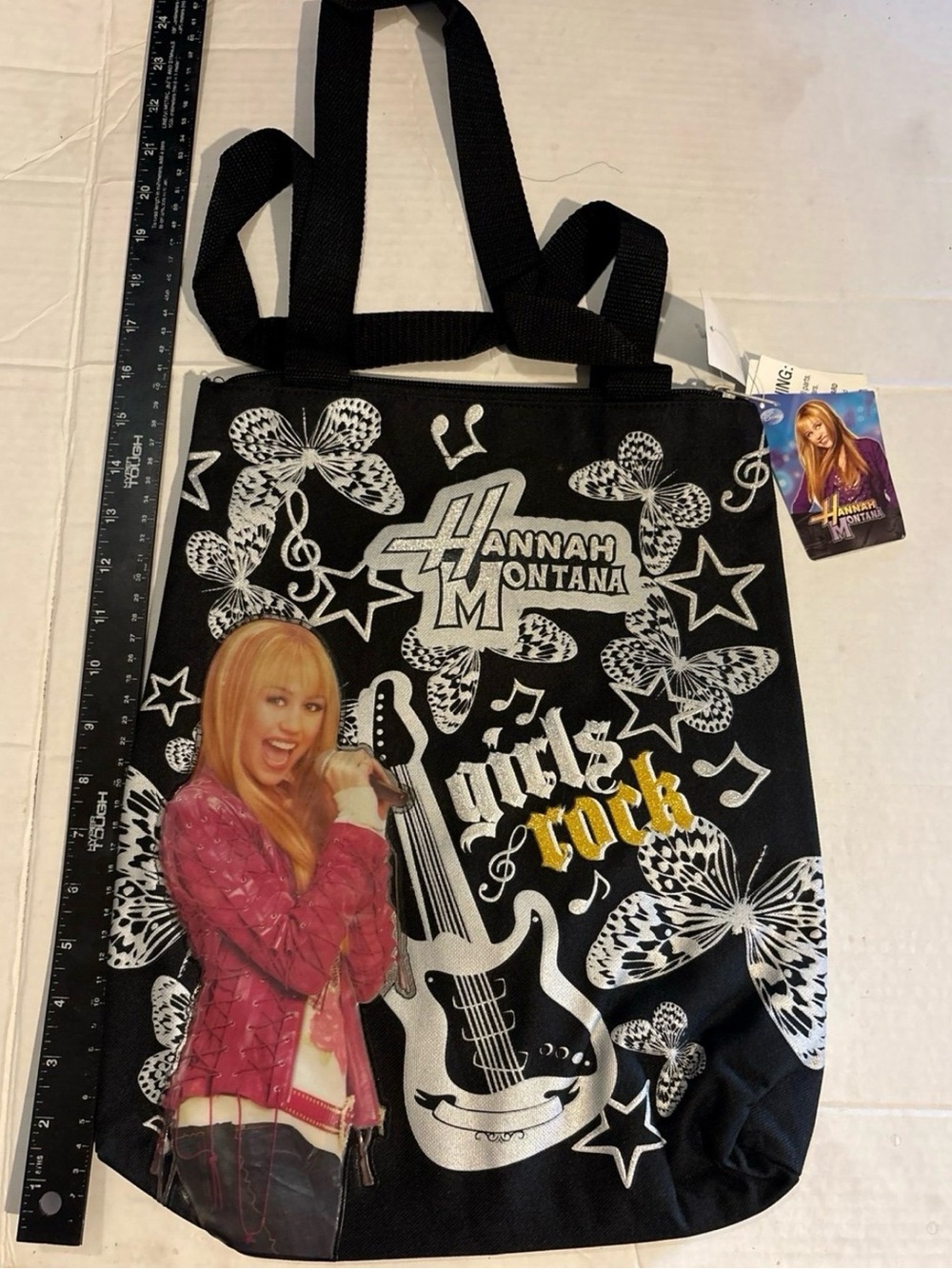 Disney Hannah Montana Girls Rock Canvas Tote Bag NWT Y2K Vintage Miley Cyrus
